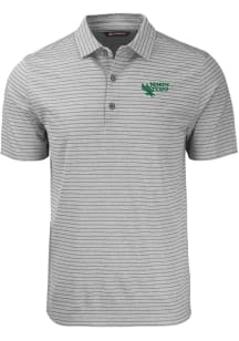 Cutter and Buck North Texas Mean Green Mens Grey Forge Heather Stripe Short Sleeve Polo