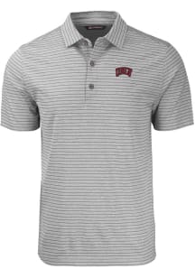 Cutter and Buck UNLV Runnin Rebels Mens Grey Forge Heather Stripe Short Sleeve Polo