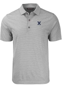 Cutter and Buck Xavier Musketeers Mens Grey Forge Heather Stripe Short Sleeve Polo