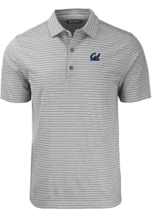 Cutter and Buck Cal Golden Bears Mens Grey Forge Heather Stripe Short Sleeve Polo