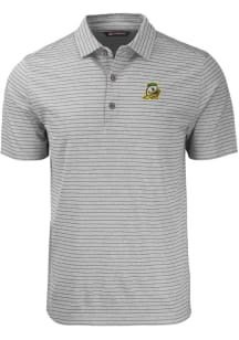 Cutter and Buck Oregon Ducks Mens Grey Forge Heather Stripe Short Sleeve Polo