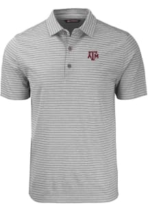 Cutter and Buck Texas A&amp;M Aggies Mens Grey Forge Heather Stripe Short Sleeve Polo