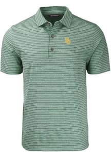 Cutter and Buck Baylor Bears Mens Green Forge Heather Stripe Short Sleeve Polo
