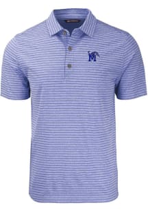 Cutter and Buck Memphis Tigers Mens Blue Forge Heather Stripe Short Sleeve Polo