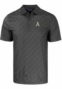 Cutter and Buck Appalachian State Mountaineers Mens Black Pike Pebble Short Sleeve Polo