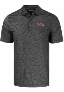 Cutter and Buck Illinois State Redbirds Mens Black Pike Pebble Short Sleeve Polo