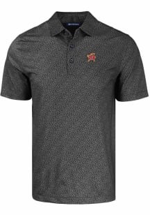 Cutter and Buck Maryland Terrapins Mens Black Pike Pebble Short Sleeve Polo