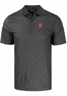 Cutter and Buck NC State Wolfpack Mens Black Pike Pebble Short Sleeve Polo