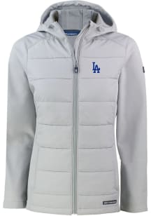 Cutter and Buck Los Angeles Dodgers Womens Grey Evoke Hood Heavy Weight Jacket