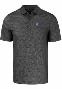 Cutter and Buck Northwestern Wildcats Mens Black Pike Pebble Short Sleeve Polo