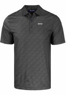 Cutter and Buck NYU Violets Mens Black Pike Pebble Short Sleeve Polo