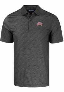 Cutter and Buck UNLV Runnin Rebels Mens Black Pike Pebble Short Sleeve Polo