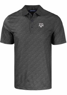 Cutter and Buck Texas A&amp;M Aggies Mens Black Pike Pebble Short Sleeve Polo