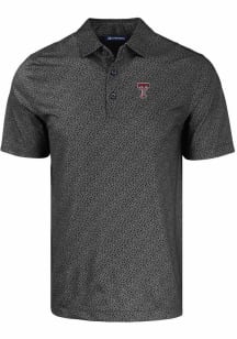 Cutter and Buck Texas Tech Red Raiders Mens Black Pike Pebble Short Sleeve Polo