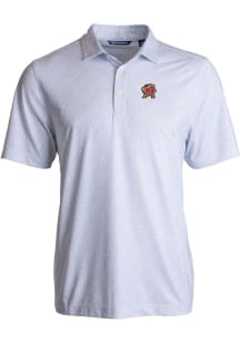 Mens Maryland Terrapins White Cutter and Buck Pike Pebble Short Sleeve Polo Shirt