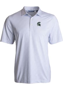 Cutter and Buck Michigan State Spartans Mens White Pike Pebble Short Sleeve Polo