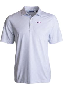 Cutter and Buck NYU Violets Mens White Pike Pebble Short Sleeve Polo