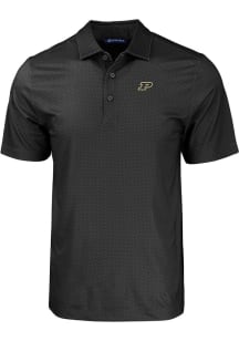 Cutter and Buck Purdue Boilermakers Mens Black Pike Eco Geo Print Short Sleeve Polo