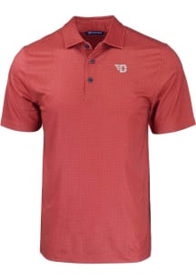 Cutter and Buck Dayton Flyers Mens Red Pike Eco Geo Print Short Sleeve Polo