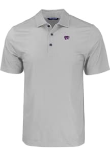 Cutter and Buck K-State Wildcats Mens Grey Pike Eco Geo Print Short Sleeve Polo