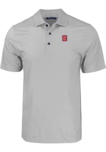 Cutter and Buck NC State Wolfpack Mens Grey Pike Eco Geo Print Short Sleeve Polo
