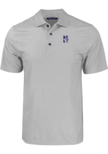 Cutter and Buck Northwestern Wildcats Mens Grey Pike Eco Geo Print Short Sleeve Polo