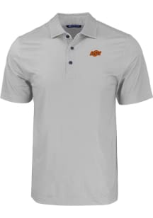 Cutter and Buck Oklahoma State Cowboys Mens Grey Pike Eco Geo Print Short Sleeve Polo