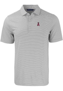 Cutter and Buck Los Angeles Angels Mens Grey Forge Double Stripe Short Sleeve Polo