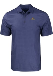 Cutter and Buck Notre Dame Fighting Irish Mens Navy Blue Pike Eco Geo Print Short Sleeve Polo