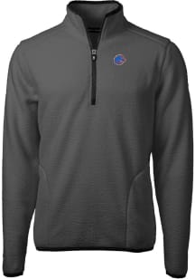Cutter and Buck Boise State Broncos Mens Grey Cascade Sherpa Long Sleeve 1/4 Zip Pullover