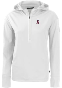 Cutter and Buck Los Angeles Angels Womens White Daybreak Hood 1/4 Zip Pullover