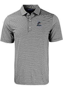 Cutter and Buck Miami Marlins Black Forge Double Stripe Big and Tall Polo