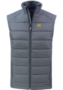 Cutter and Buck Michigan Wolverines Mens Grey Evoke Sleeveless Jacket