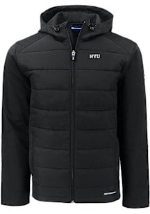 Cutter and Buck NYU Violets Mens Black Evoke Hood Medium Weight Jacket