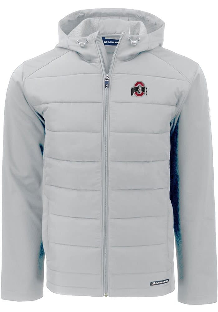 Cutter and Buck Ohio State Buckeyes Mens Charcoal Evoke Hood Heavyweight Jacket