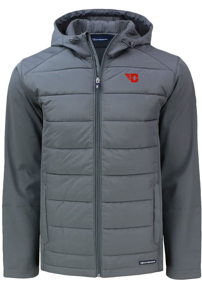 Cutter and Buck Dayton Flyers Mens Grey Evoke Hood Heavyweight Jacket