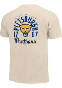 Pitt Panthers Ivory Mascot Overlay Short Sleeve T Shirt
