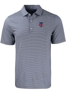 Cutter and Buck Minnesota Twins Big and Tall Navy Blue Forge Double Stripe Big and Tall Golf Shi..
