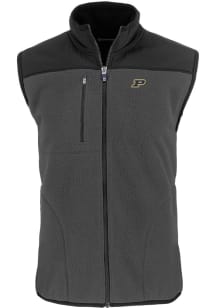 Cutter and Buck Purdue Boilermakers Mens Grey Cascade Sherpa Sleeveless Jacket