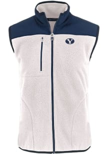 Cutter and Buck BYU Cougars Mens White Cascade Sherpa Sleeveless Jacket