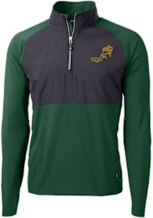 Cutter and Buck North Dakota State Bison Mens Green Adapt Eco Vintage Long Sleeve Qtr Zip Pullover