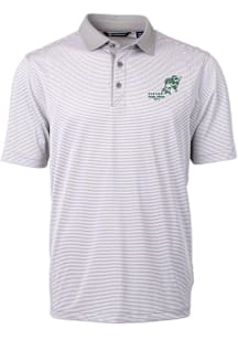 Cutter and Buck North Dakota State Bison Mens Grey Vintage Virtue Eco Pique Micro Stripe Short Sle..