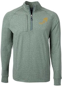 Cutter and Buck North Dakota State Bison Mens Green Adapt Eco Vintage Long Sleeve Qtr Zip Pullover