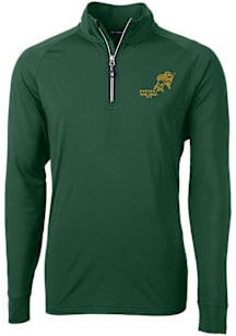 Cutter and Buck North Dakota State Bison Mens Green Adapt Eco Vintage Long Sleeve Qtr Zip Pullover