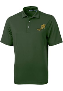 Cutter and Buck North Dakota State Bison Mens Green Vintage Virtue Eco Pique Short Sleeve Polo