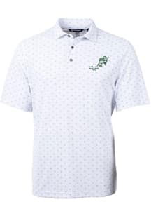 Cutter and Buck North Dakota State Bison Mens White Vintage Virtue Eco Pique Tile Short Sleeve Pol..