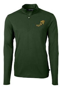 Cutter and Buck North Dakota State Bison Mens Green Virtue Eco Pique Vintage Long Sleeve Qtr Zip P..