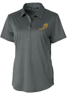 Cutter and Buck North Dakota State Bison Womens Grey Prospect Vintage Short Sleeve Polo Shirt