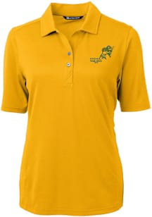 Cutter and Buck North Dakota State Bison Womens Gold Virtue Eco Pique Vintage Short Sleeve Polo Sh..