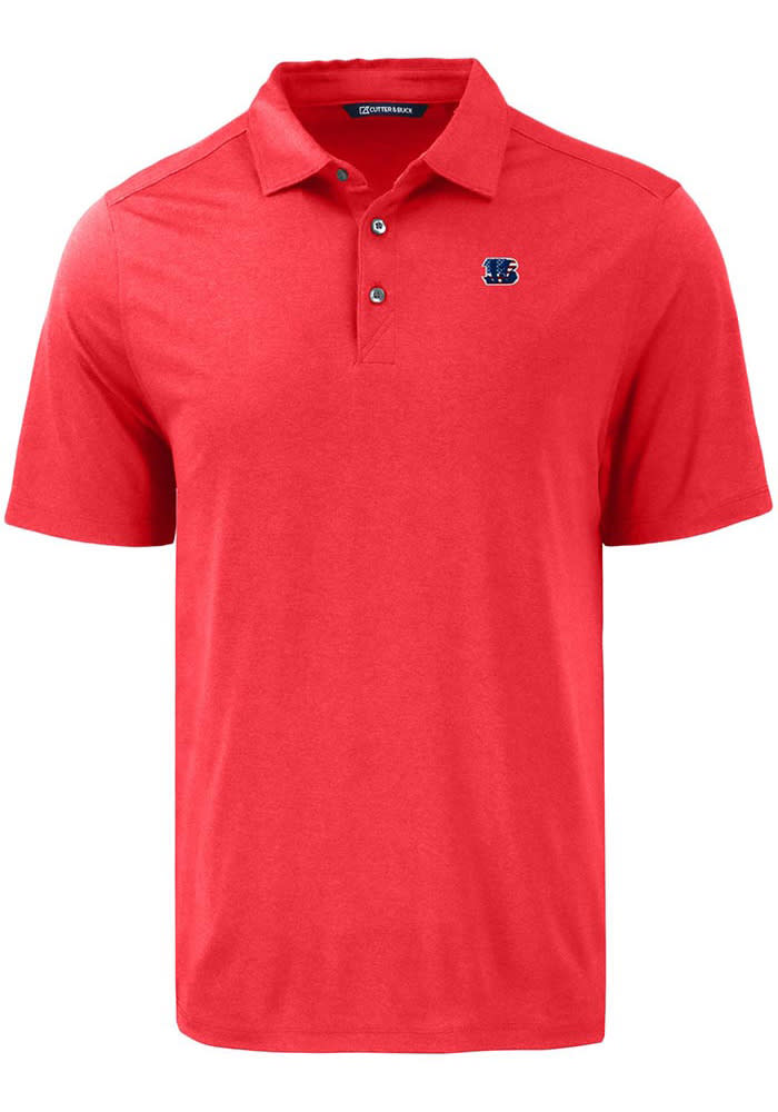 Cutter and Buck Cincinnati Bengals Mens Red Americana Coastline Eco Short Sleeve Polo